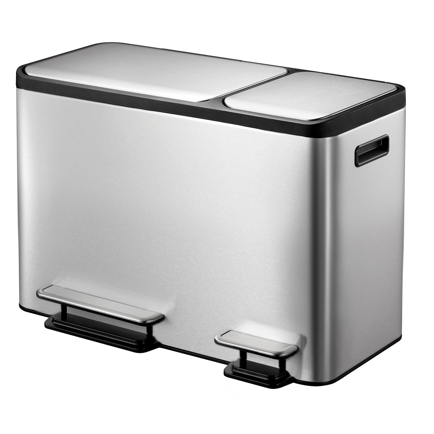 EcoCasa Thùng rác phân loại đạp chân 24+12L Inox mờ