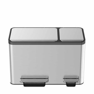 EcoCasa Thùng rác phân loại đạp chân 24+12L Inox mờ