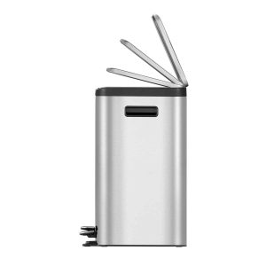 EcoCasa Thùng rác phân loại đạp chân 24+12L Inox mờ