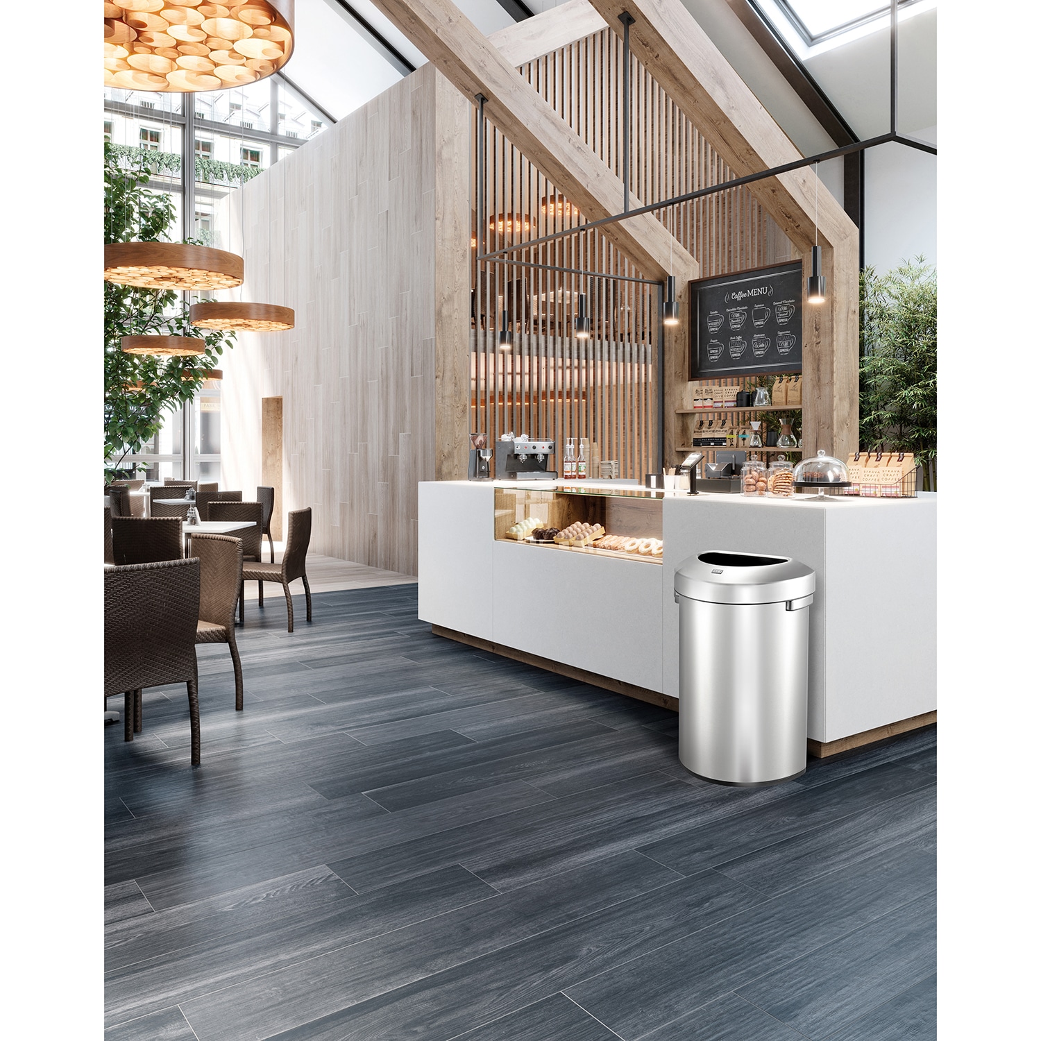 Urban Semi-round Bin 80L Inox mờ