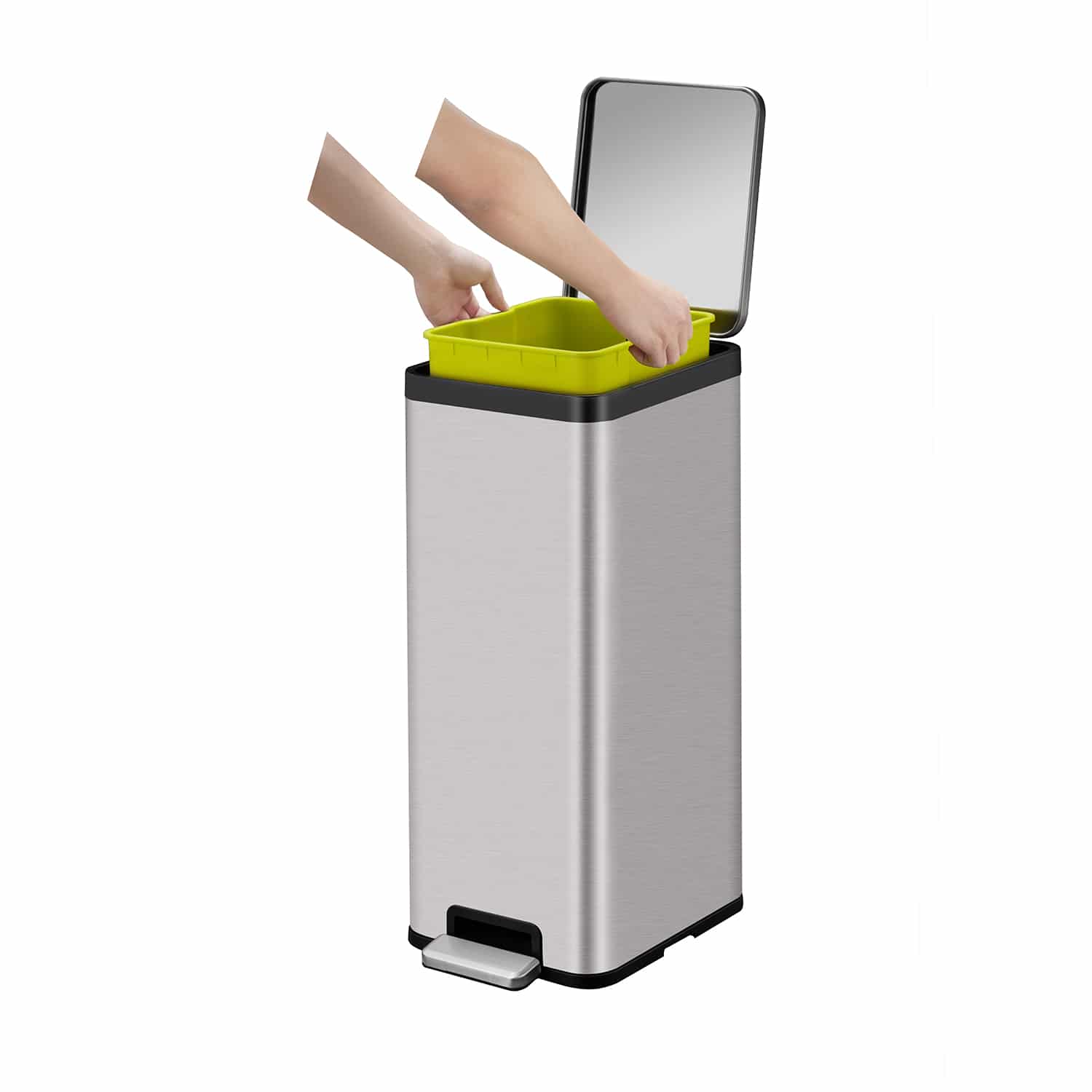 EcoMaid Thùng rác đạp chân 30L Inox mờ Thùng rác liên kết để phân loại