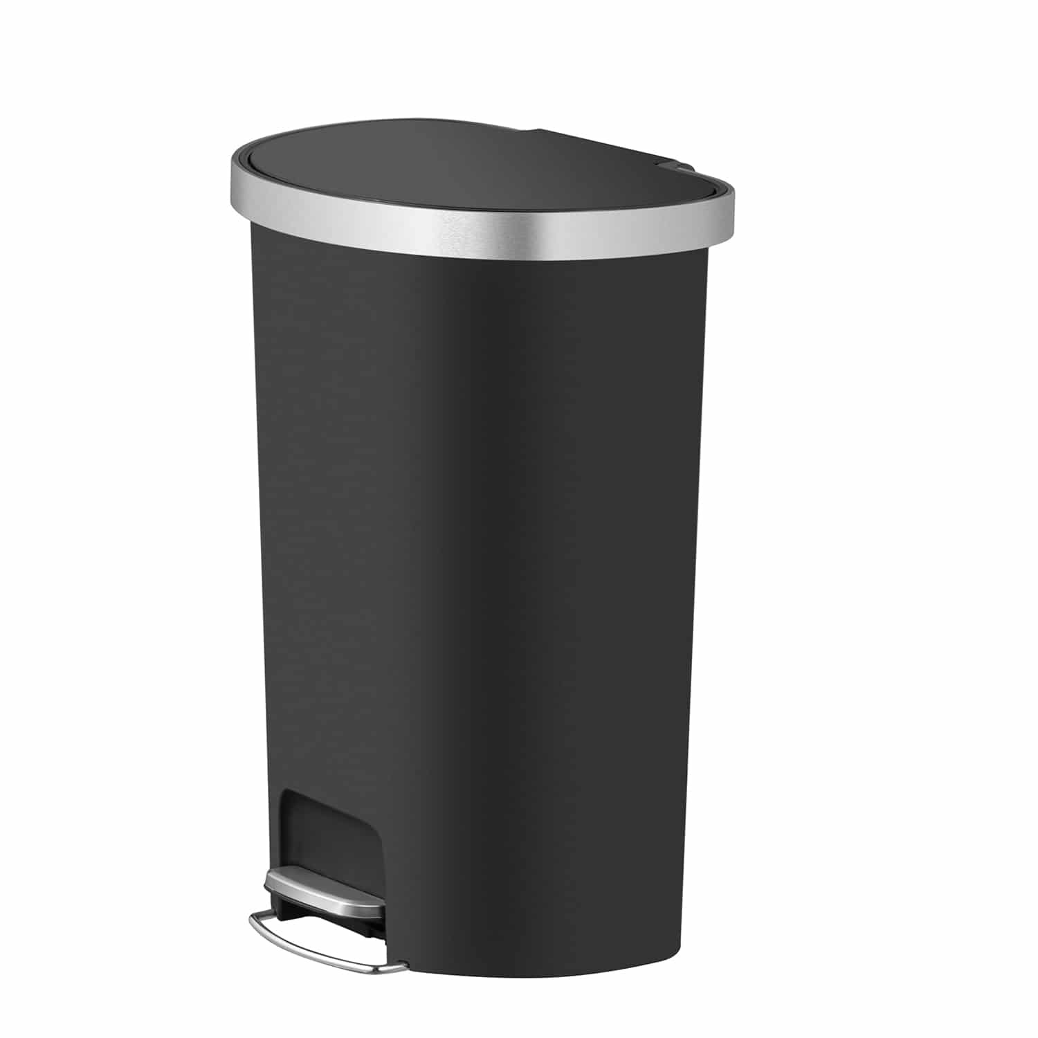 Hana Semi-Round Thùng rác đạp chân 55L with built-in Wheels Đen