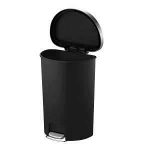 Hana Semi-Round Thùng rác đạp chân 55L with built-in Wheels Đen