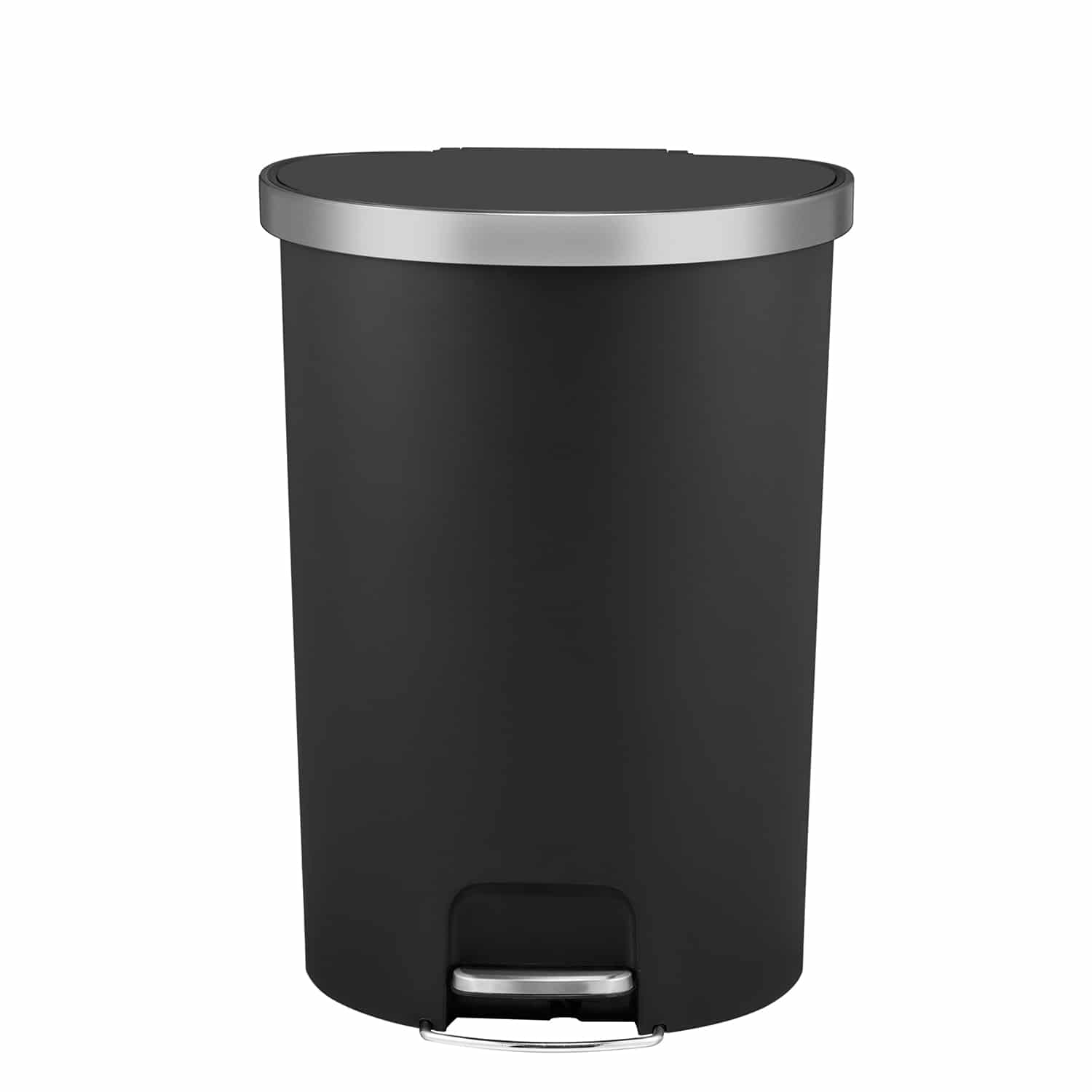 Hana Semi-Round Thùng rác đạp chân 55L with built-in Wheels Đen