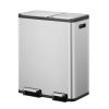 EcoCasa Thùng rác phân loại đạp chân 30+20L Inox mờ