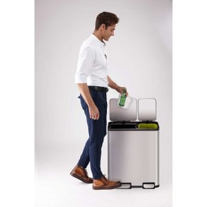 EcoCasa Thùng rác phân loại đạp chân 30+20L Inox mờ