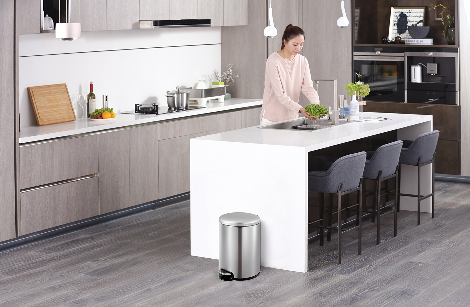 Maggey Thùng rác đạp chân 12L Inox mờ