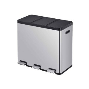 Essential Thùng rác phân loại đạp chân 20+20+20L Inox mờ