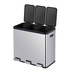 Essential Thùng rác phân loại đạp chân 20+20+20L Inox mờ