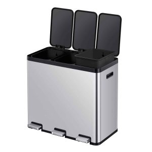 Essential Thùng rác phân loại đạp chân 20+20+20L Inox mờ