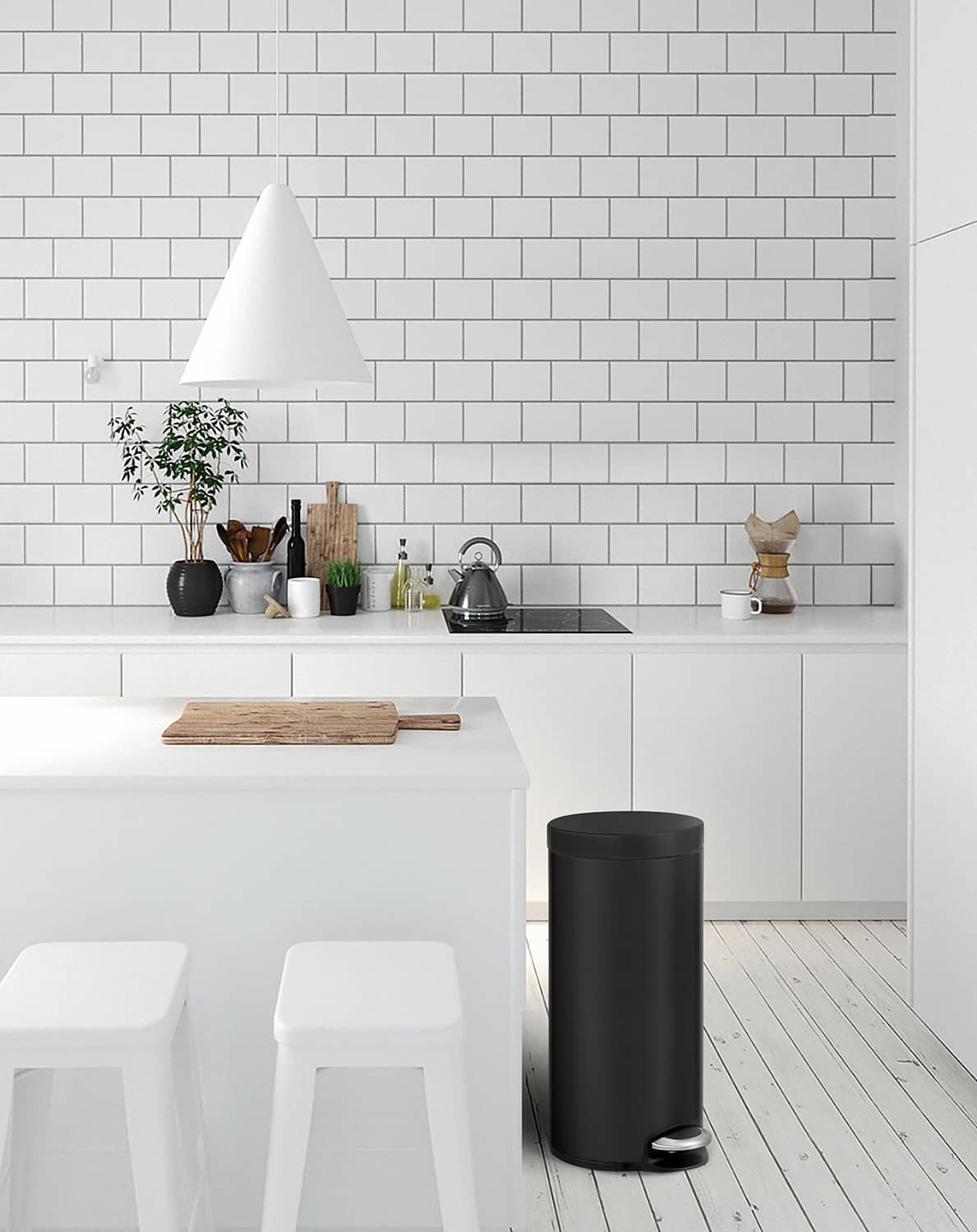 Serene Thùng rác đạp chân 30L Đen mờ