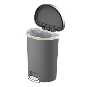 Hana Thùng rác đạp chân Semi-round 55L Đen Plastic