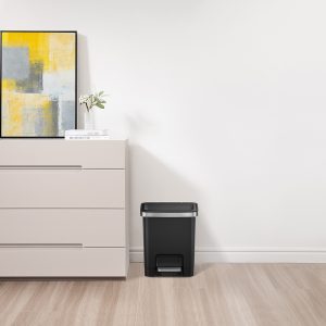Hana 2 Thùng rác đạp chân 15L Đen Plastic