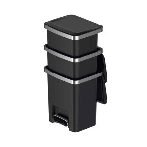 Hana 2 Thùng rác đạp chân 15L Đen Plastic