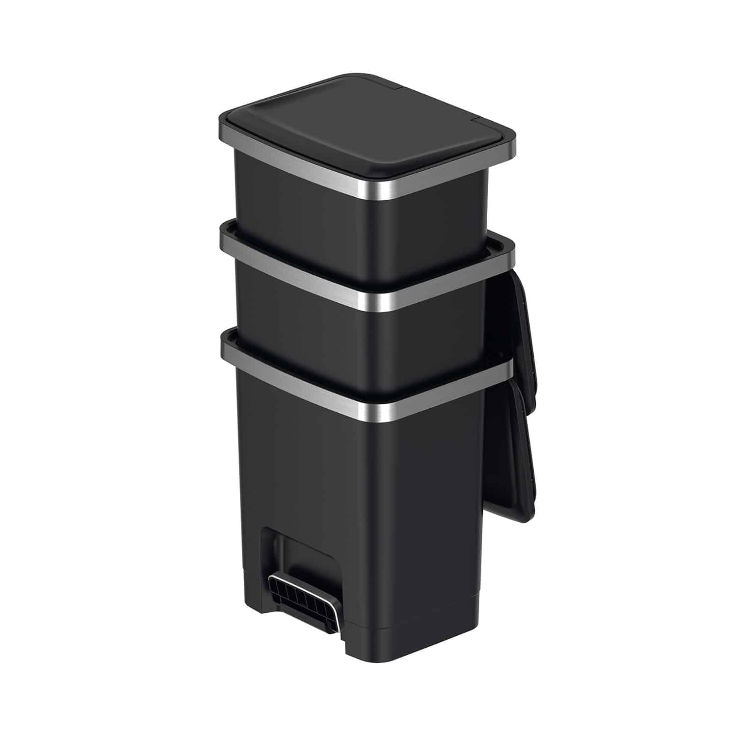 Hana 2 Thùng rác đạp chân 15L Đen Plastic