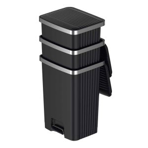 Hana 2 Thùng rác đạp chân 70L Đen Plastic
