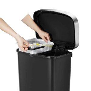 Hana 1 Thùng rác đạp chân 2×25L Đen Plastic