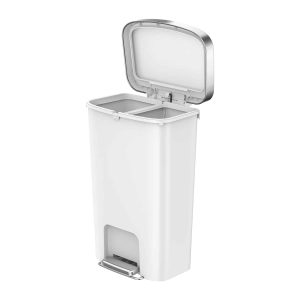 Hana 1 Thùng rác đạp chân 2×25L Trắng Plastic