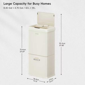 Vintage Thùng rác cảm biến 32+18L Kem vani