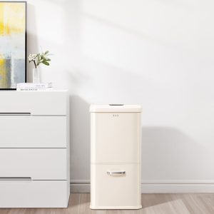 Vintage Thùng rác cảm biến 32+18L Kem vani