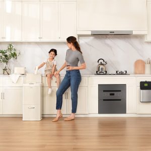 Vintage Thùng rác cảm biến 32+18L Kem vani