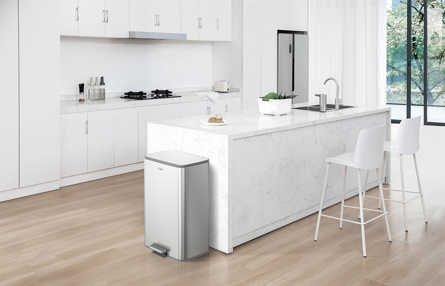 Marina Thùng rác đạp chân 50L Inox mờ