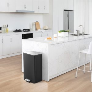 Marina Thùng rác đạp chân 50L Đen mờ