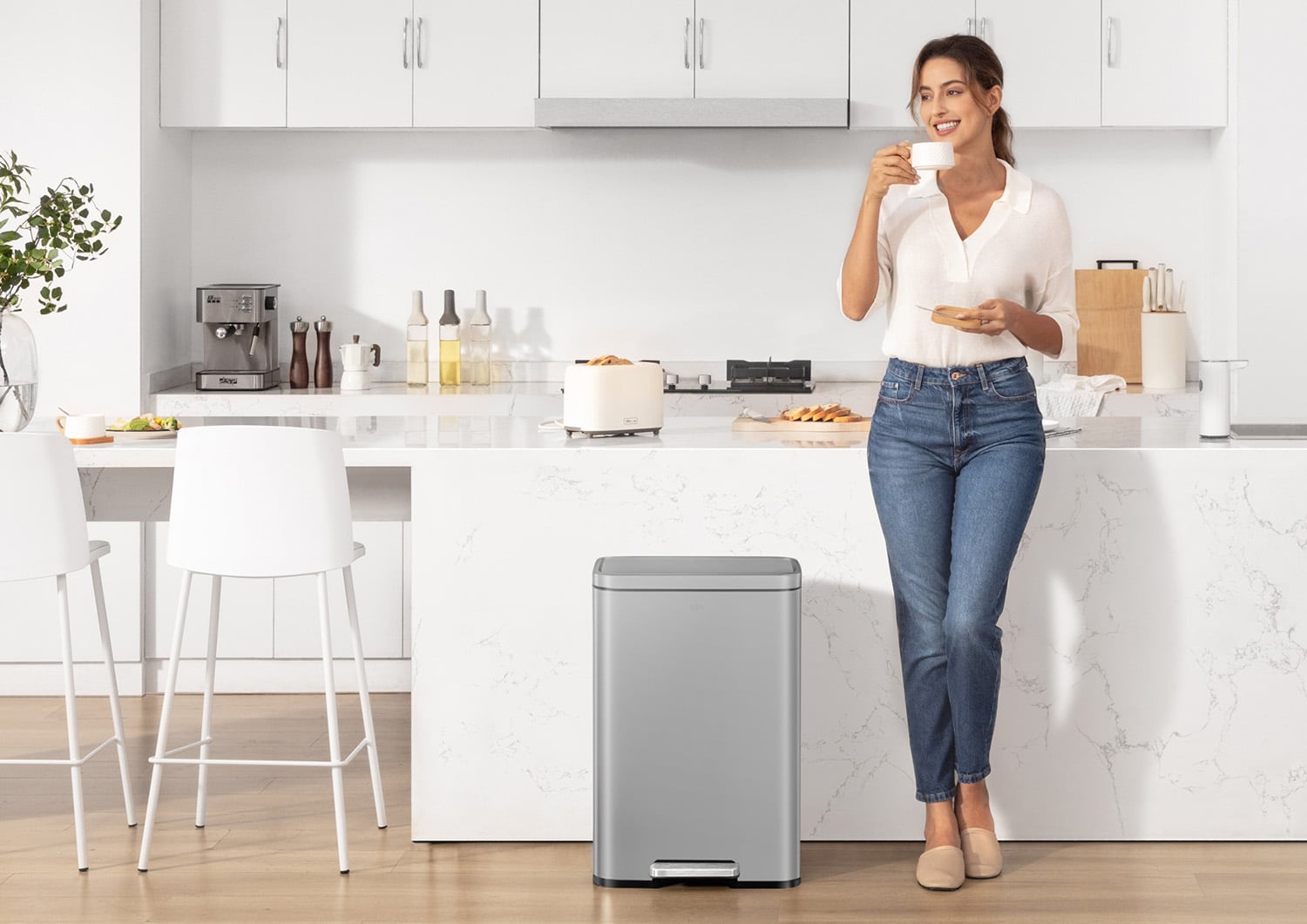Madison Thùng rác đạp chân 50L Xám mờ