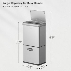 Vintage Thùng rác cảm biến 32+18L Inox mờ
