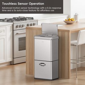 Vintage Thùng rác cảm biến 32+18L Inox mờ