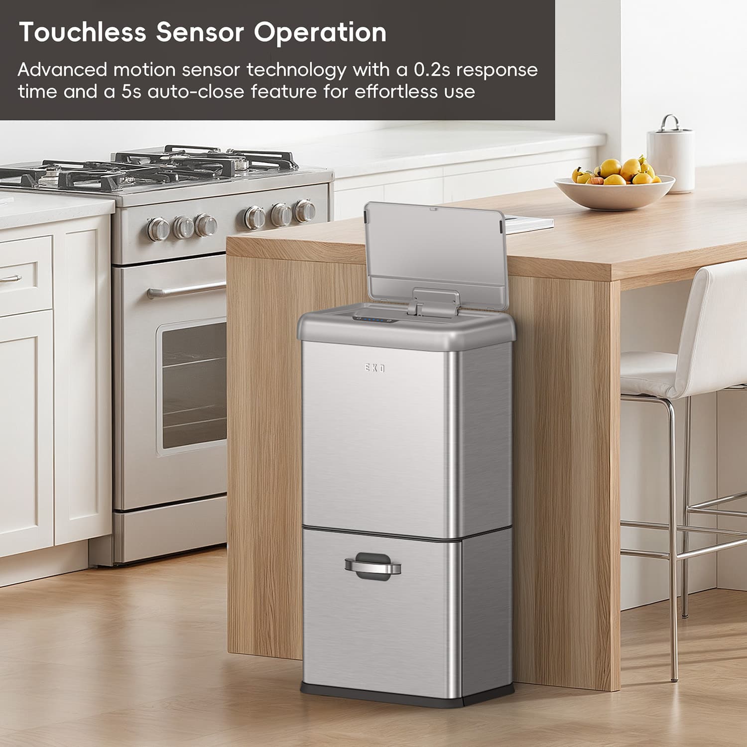 Vintage Thùng rác cảm biến 32+18L Inox mờ