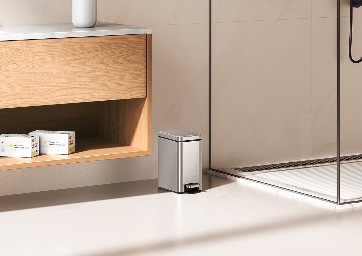 Genie Slim Thùng rác đạp chân 5L Inox mờ