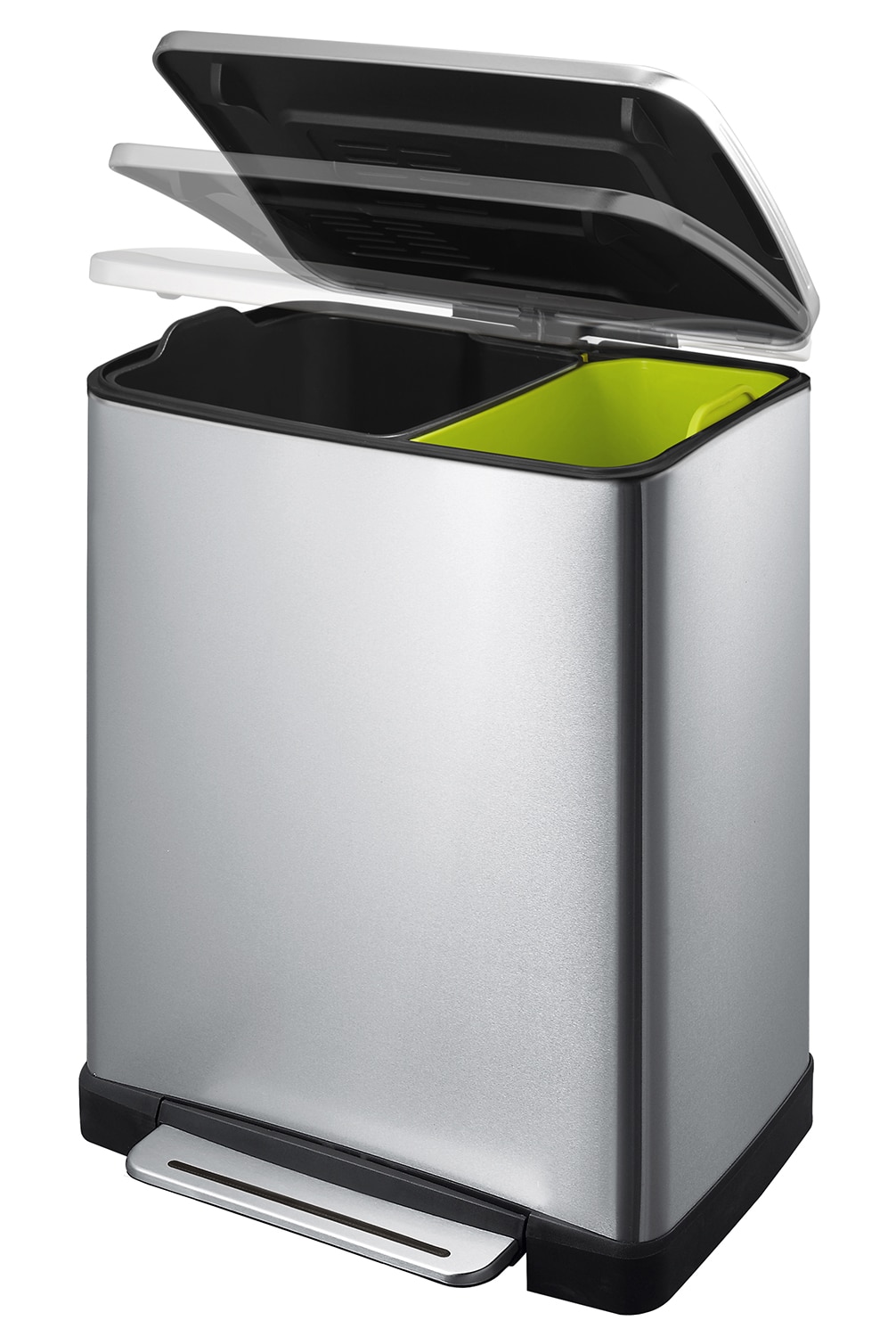 E-Cube Thùng rác phân loại đạp chân 28+18L Inox mờ