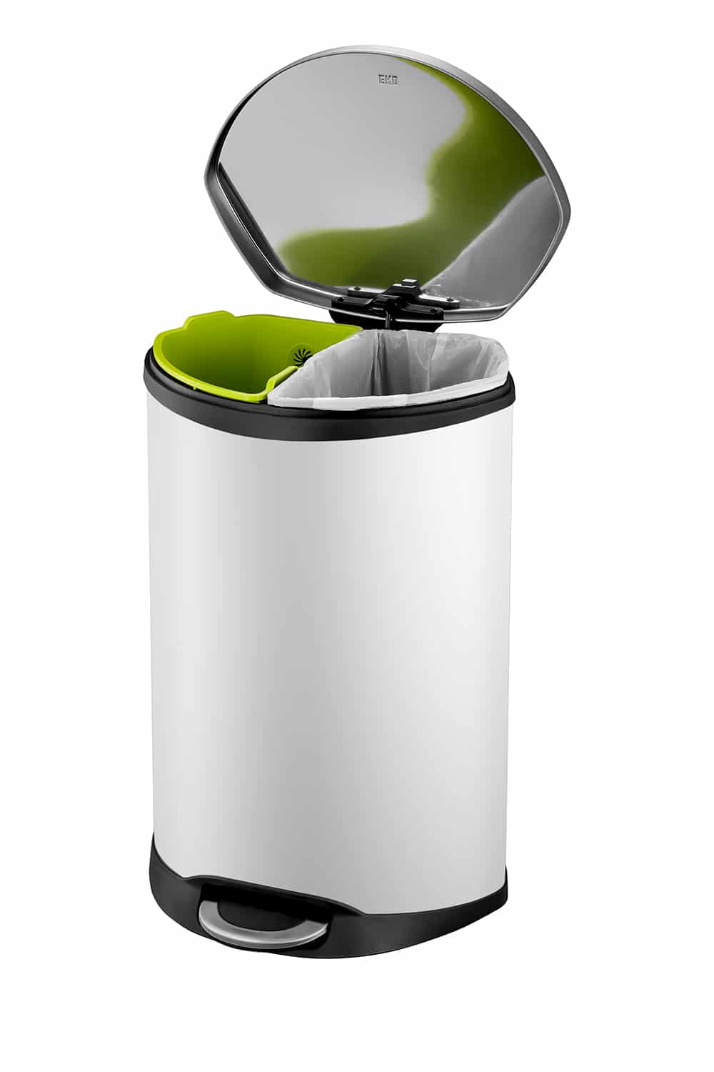 Shell Bin Thùng rác phân loại đạp chân 22+22L Trắng