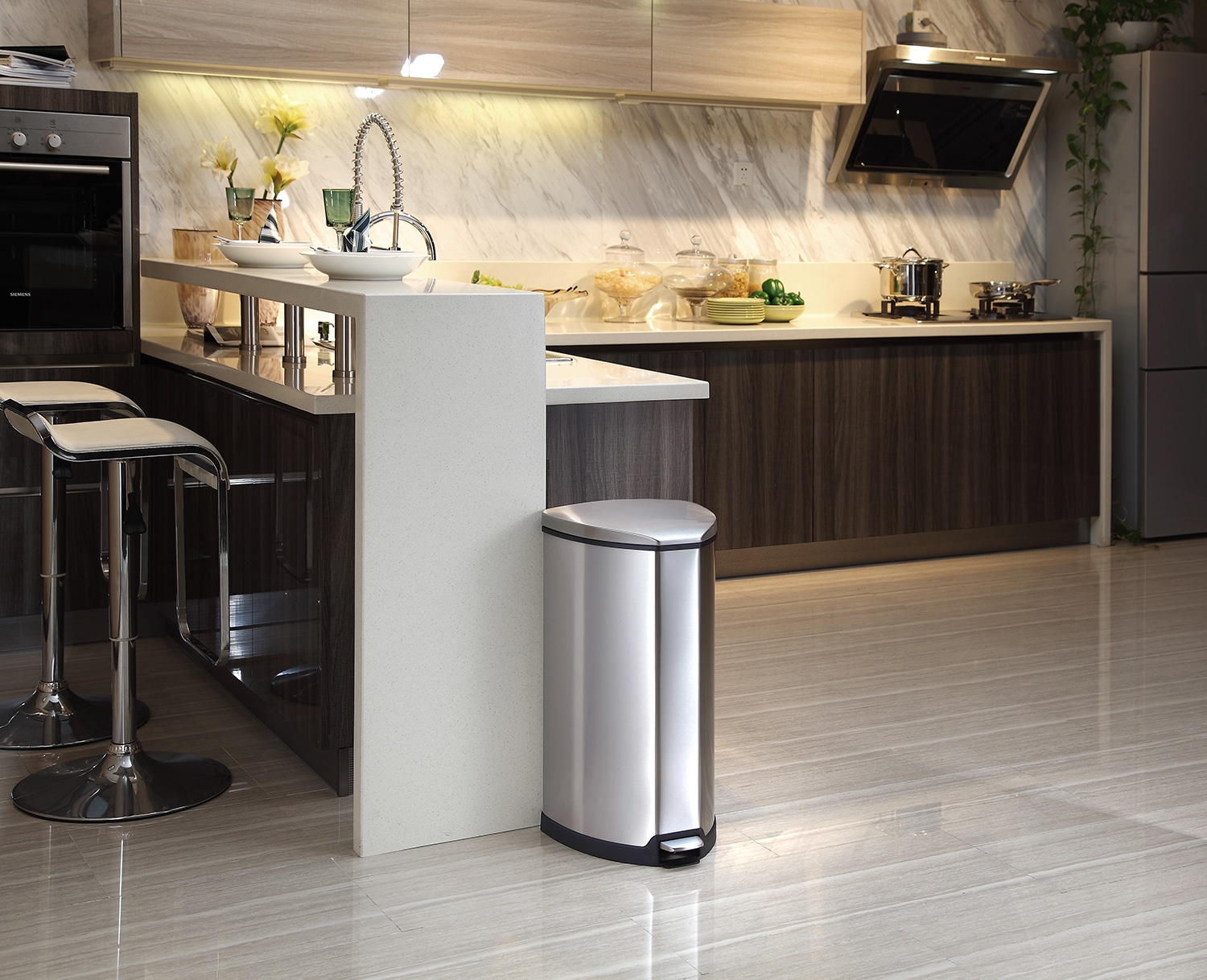 Grace Thùng rác đạp chân 35L Inox mờ