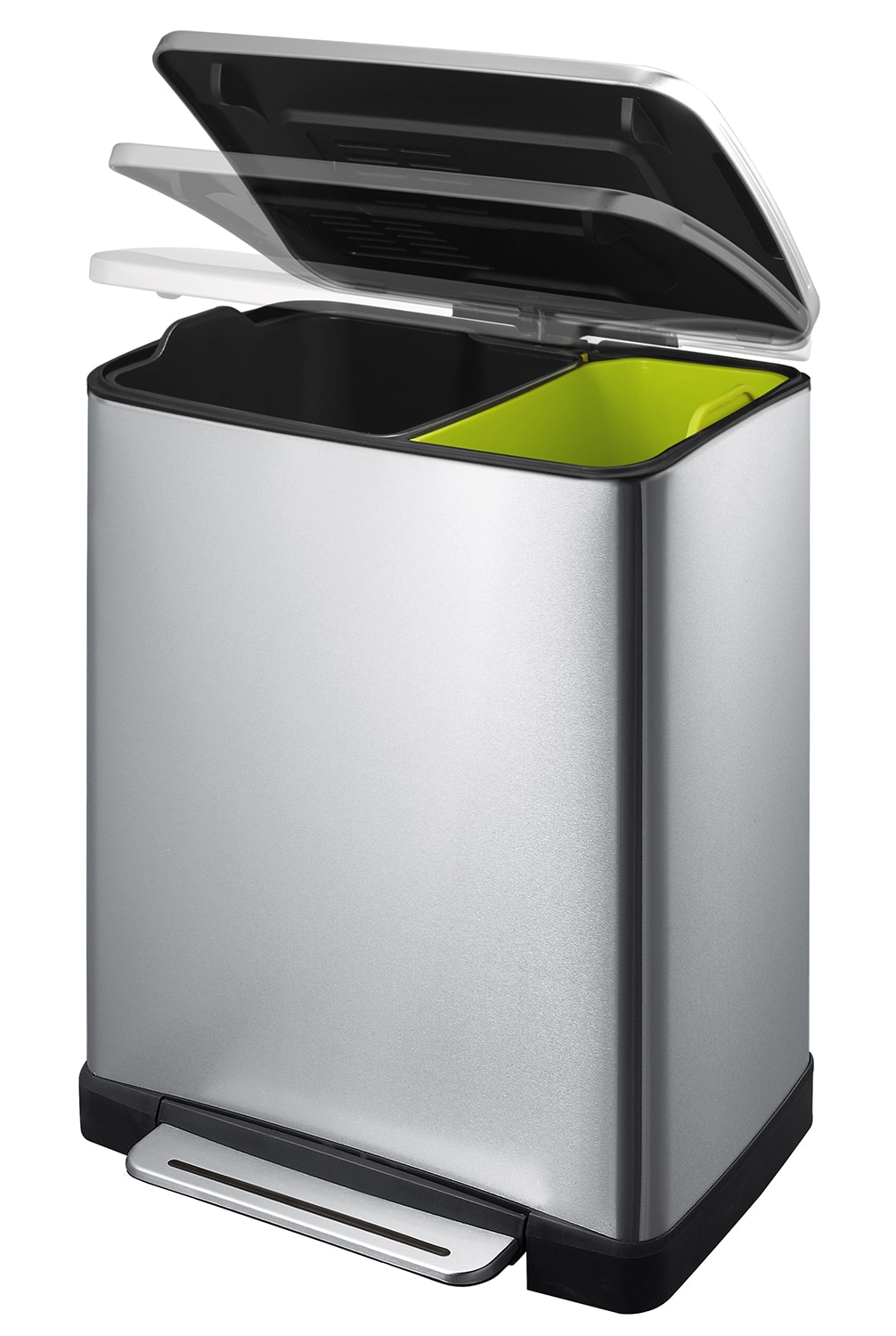 E-Cube Thùng rác phân loại đạp chân 10+9L Inox mờ