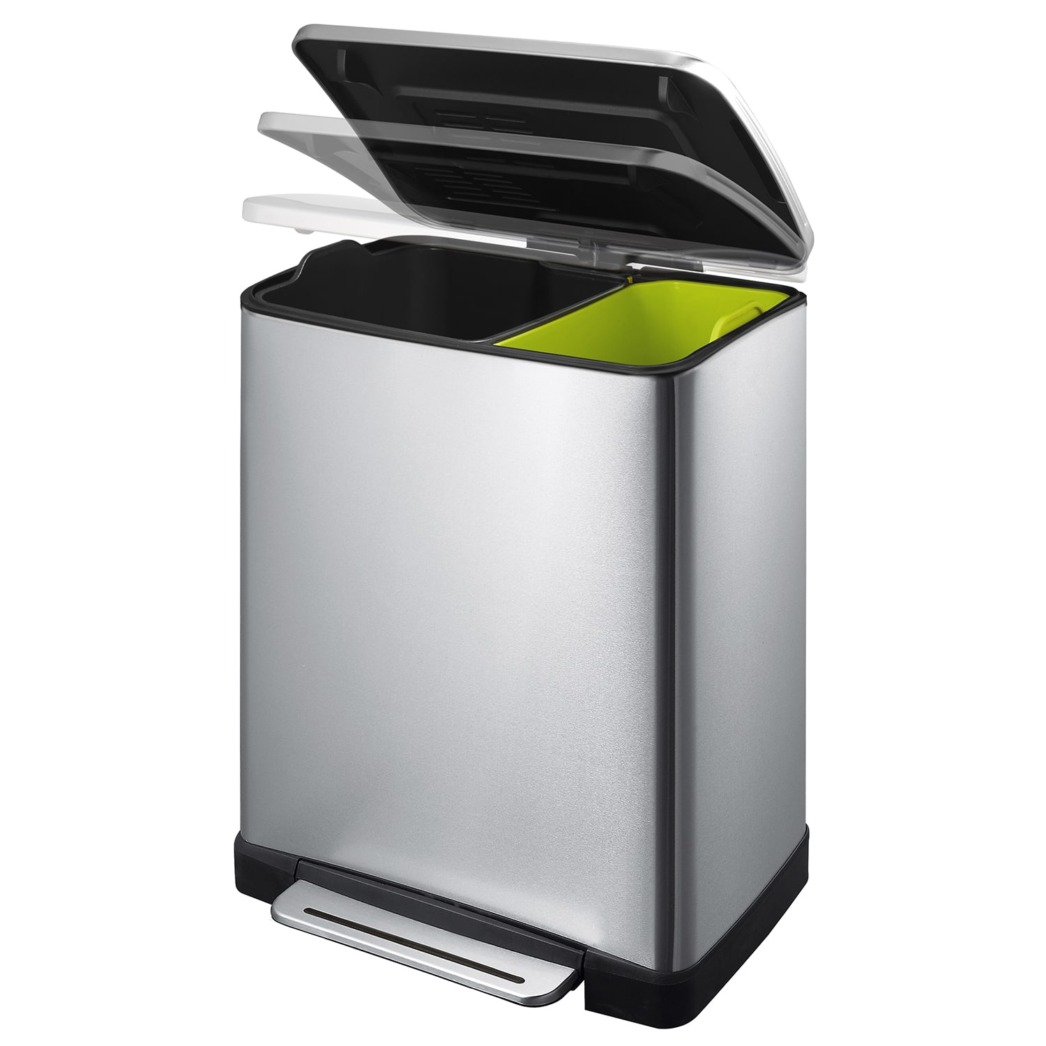 E-Cube Thùng rác phân loại đạp chân 10+9L Inox mờ