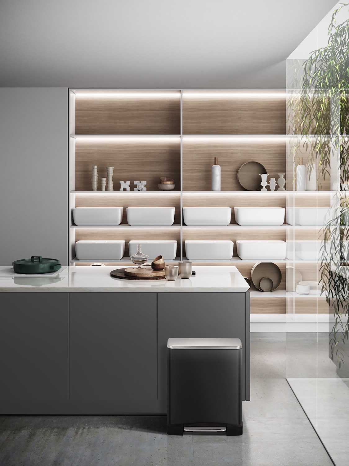 E-Cube Thùng rác đạp chân 20L Đen