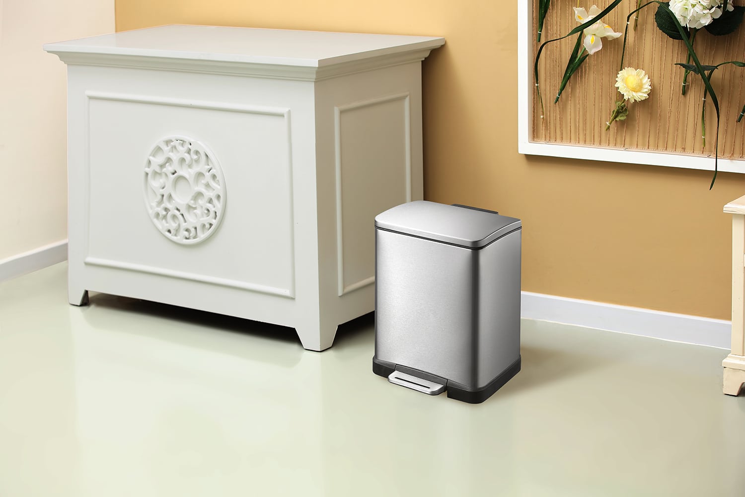 E-Cube Thùng rác đạp chân 12L Inox mờ