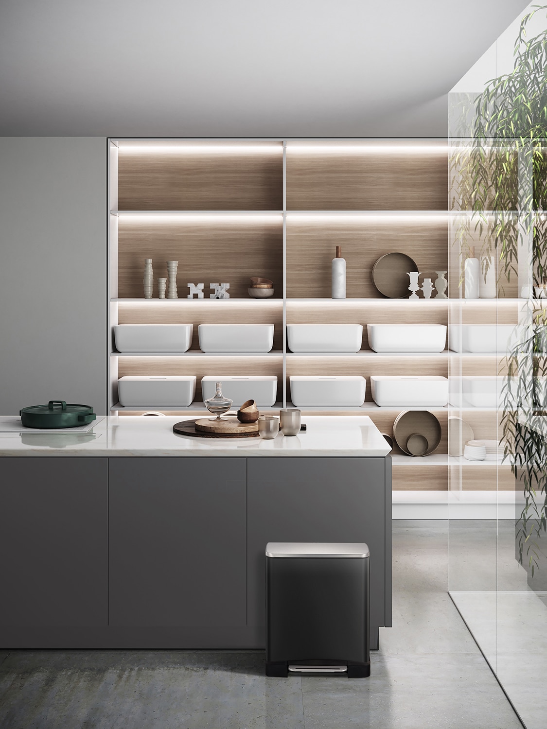 E-Cube Thùng rác đạp chân 12L Đen mờ