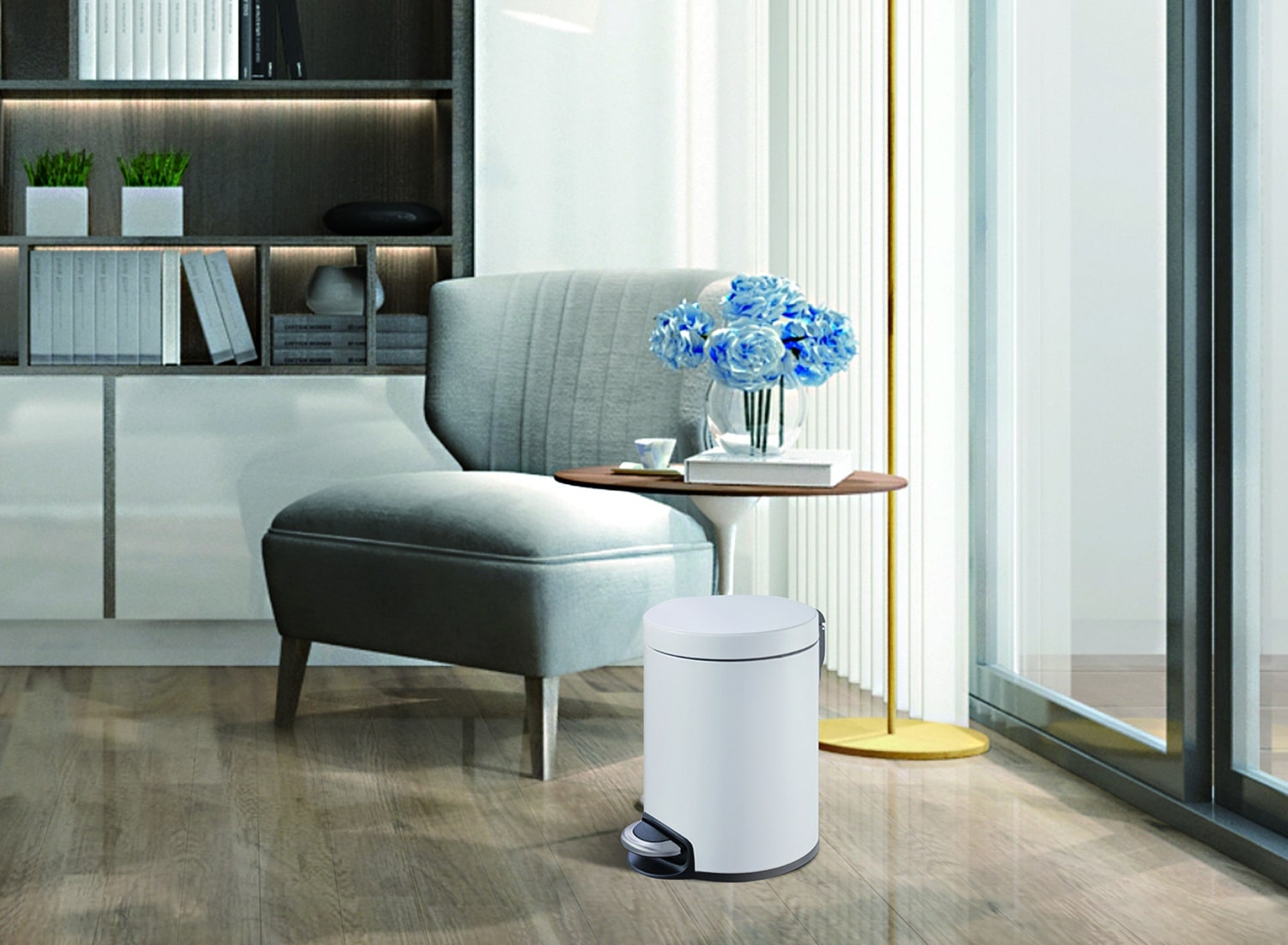 Serene Thùng rác đạp chân 5L Trắng