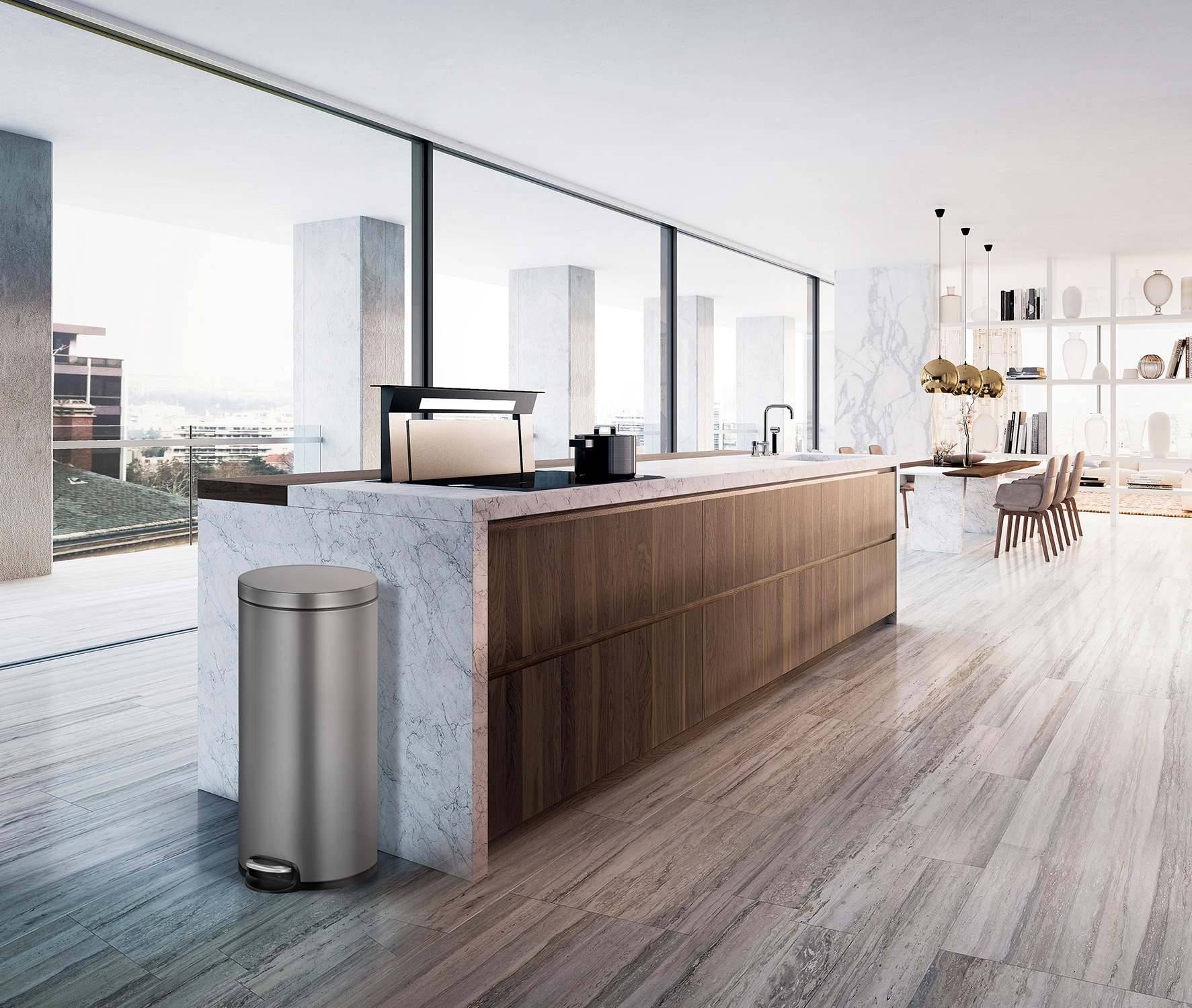 Serene Thùng rác đạp chân 30L Platinum