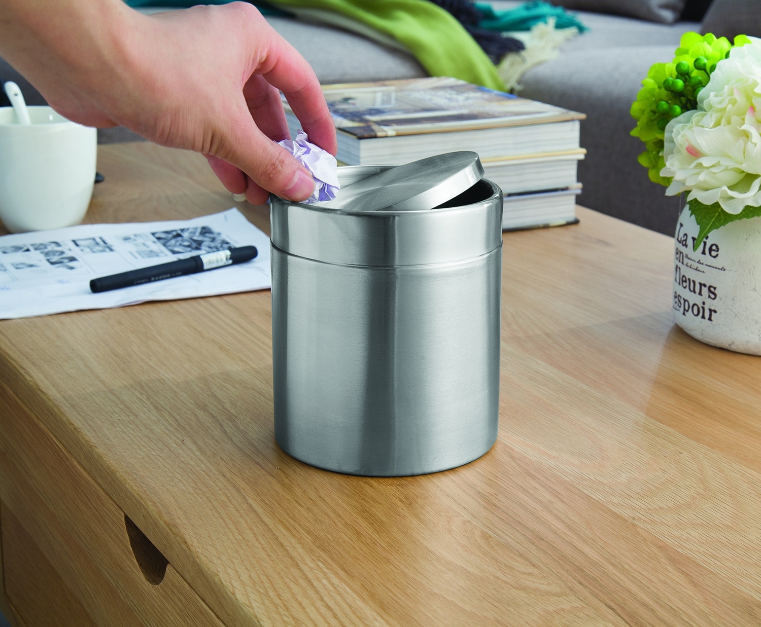 Fandy Table Thùng rác 1,5L Inox mờ