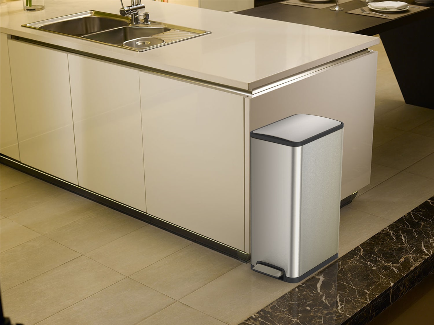 Ecoslim Thùng rác đạp chân 45L Inox mờ