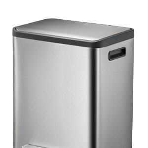 EcoCasa Thùng rác phân loại đạp chân 15+15L Inox mờ