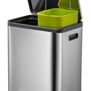 EcoCasa Thùng rác phân loại đạp chân 15+15L Inox mờ