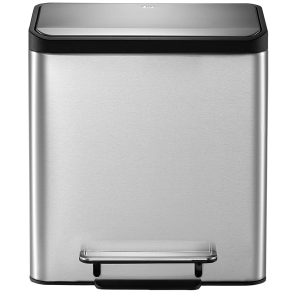 EcoCasa Thùng rác phân loại đạp chân 15+15L Inox mờ