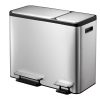 EcoCasa Thùng rác phân loại đạp chân 30+15L Inox mờ