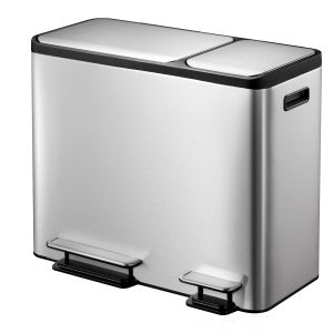 EcoCasa Thùng rác phân loại đạp chân 30+15L Inox mờ