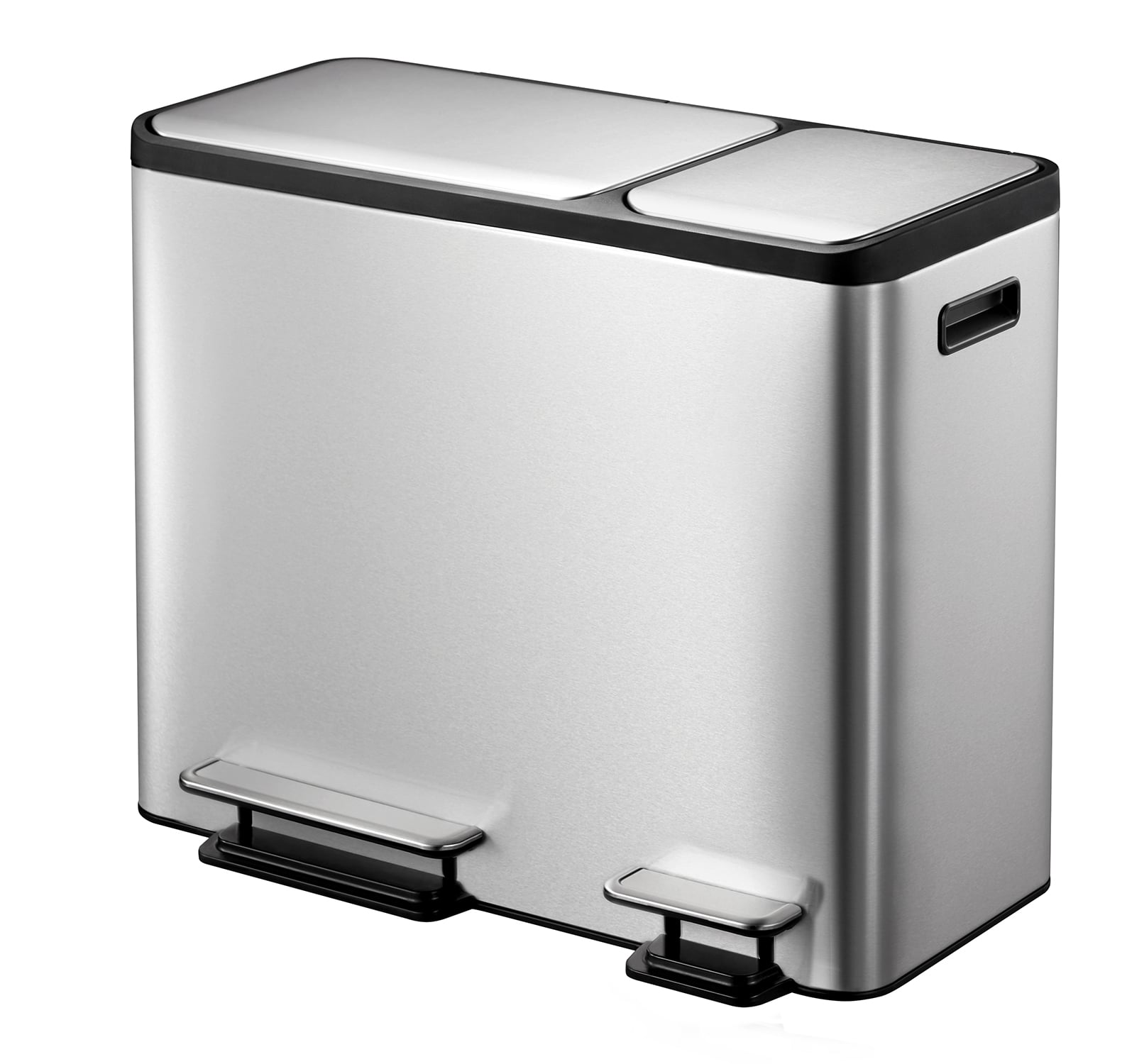 EcoCasa Thùng rác phân loại đạp chân 30+15L Inox mờ